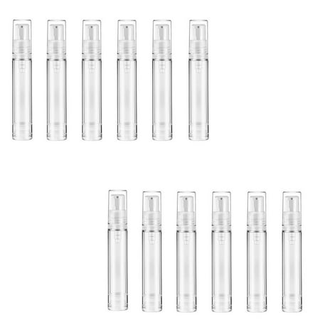 12Pcs 5ml/0.17oz Refillable Clear Plastic Airless Vacuum Pump Bottle Cosmetic Make-up Cream Lotion Sample Packing Toiletries Liquid Storage Container Vial Jars Travel Portable Sub-botte