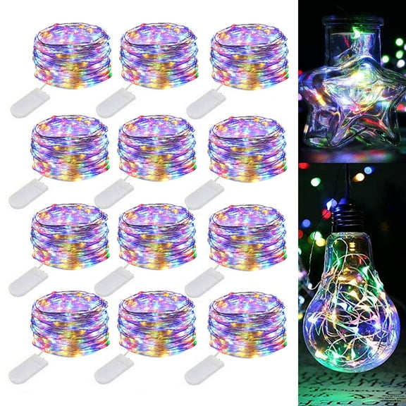12Pcs 6.6ft Battery Operated LED Fairy String Light Waterproof (Multi-color)