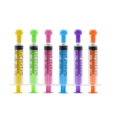 12Pcs 6 Colors 5ML Plastic Measurement Syringe with Individually Sealed Measuring Syringe Tools Without Needle Liquid Syringe for Scientific Labs Liquid Dispensing Pet Supplies