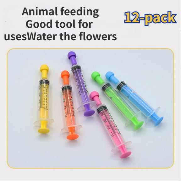 12Pcs 6 Colors 5ML Plastic Measurement Syringe with Individually Sealed Measuring Syringe Tools Without Needle Liquid Syringe for Scientific Labs Liquid Dispensing Pet Supplies