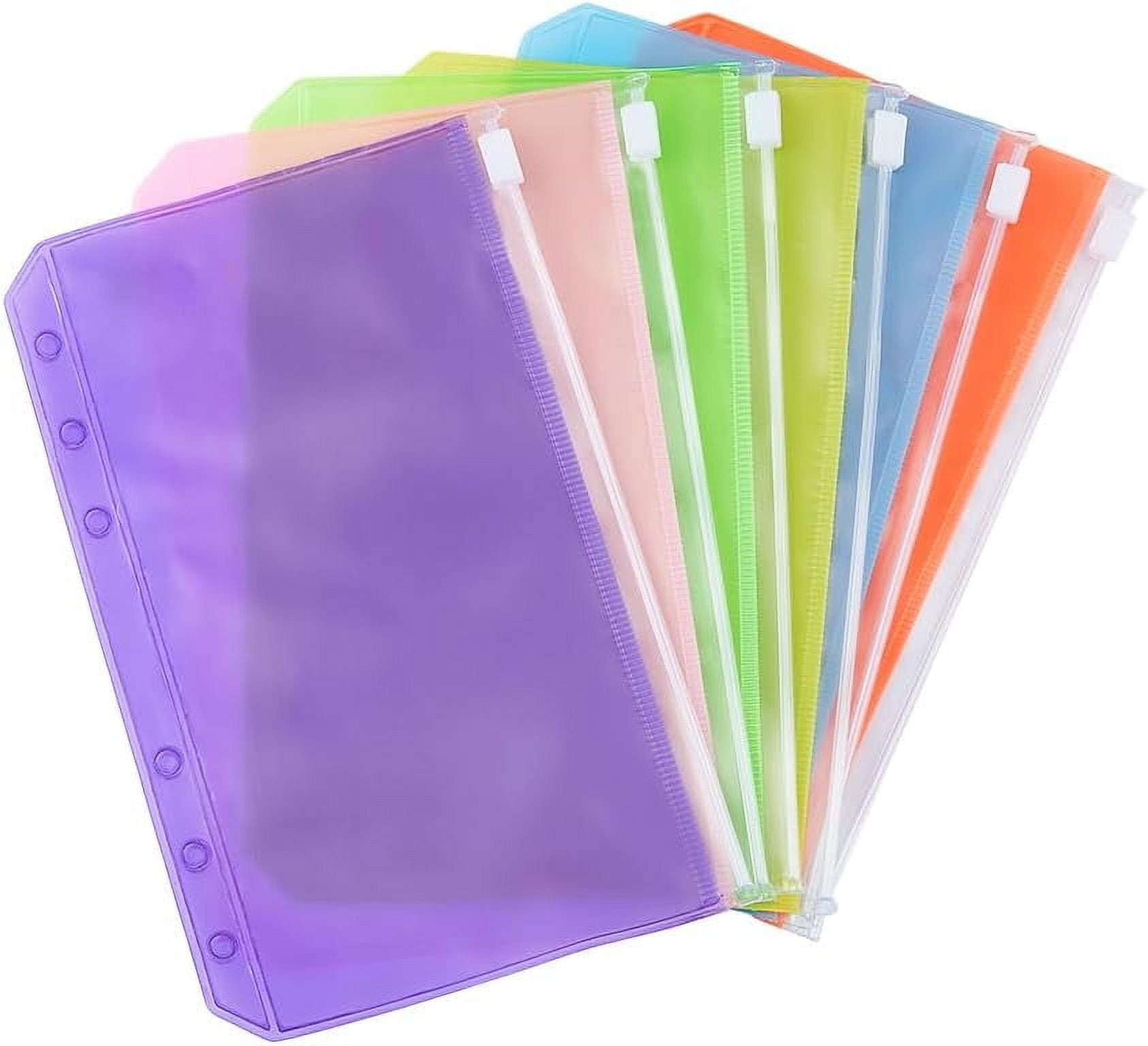 12-Pack A6 Binder Pockets With Multicolor Zippers - 6-Hole Punched, Waterproof PVC Pouches For Cash, Documents