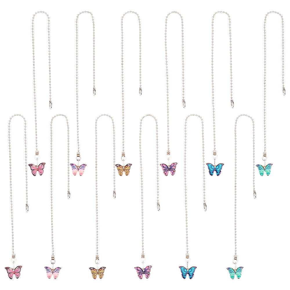 12Pcs 6 Colors Butterfly Alloy Enamel Charms Ceiling Fan Pull Chain ...