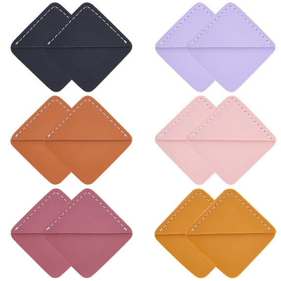 12Pcs 6 Colors Imitation Leather Book Bookmarks Rhombus Shaped Corner ...