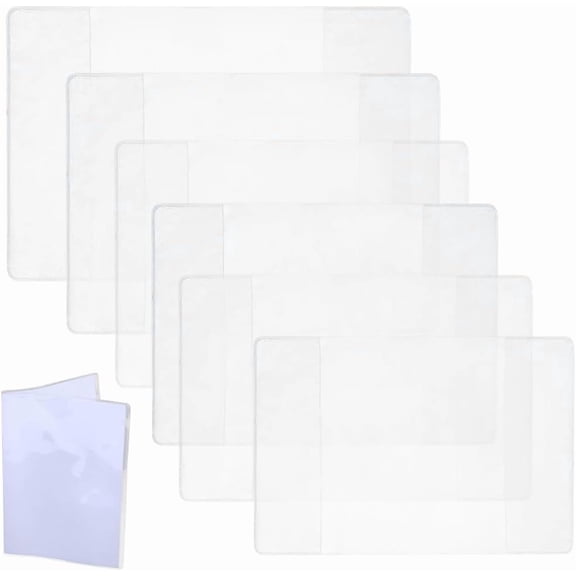 12Pcs 6 Sizes Clear PVC Book Cover Transparent Notebook Sleeves Waterproof Plastic Pocket Planner Cover Calendar Sleeve Protector Clear