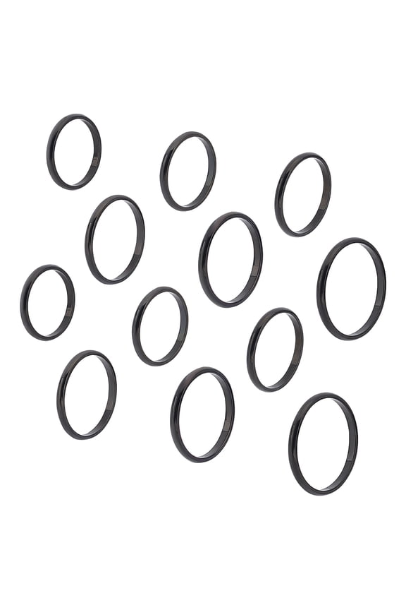 12Pcs 6 Sizes Plain Dome Finger Rings Knuckle Ring Black Wedding Finger Rings Thin Plain Band Rings Stainless Steel Black Ring Jewellery Gift