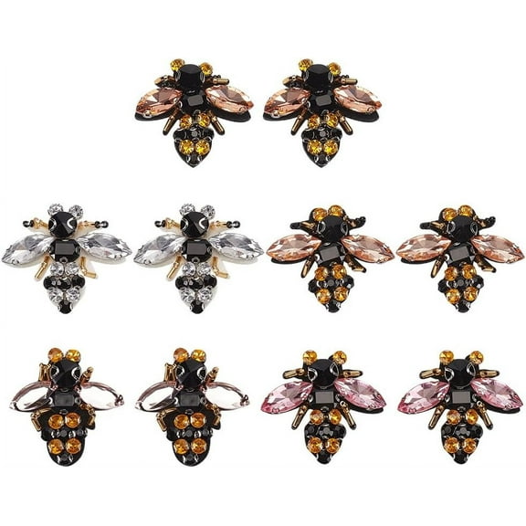 12Pcs 6 Style Bee Rhinestone Fabric Applique Bees Beaded Patches Insect Rhinestone Patch Stickers Beaded Patches Rhinestone for ClothingHandbag Shoes Jackets DIY Decorative Patches
