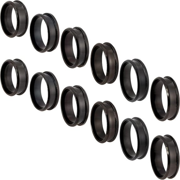12Pcs 6 Style Stainless Steel Grooved Finger Ring Settings Ring Core ...