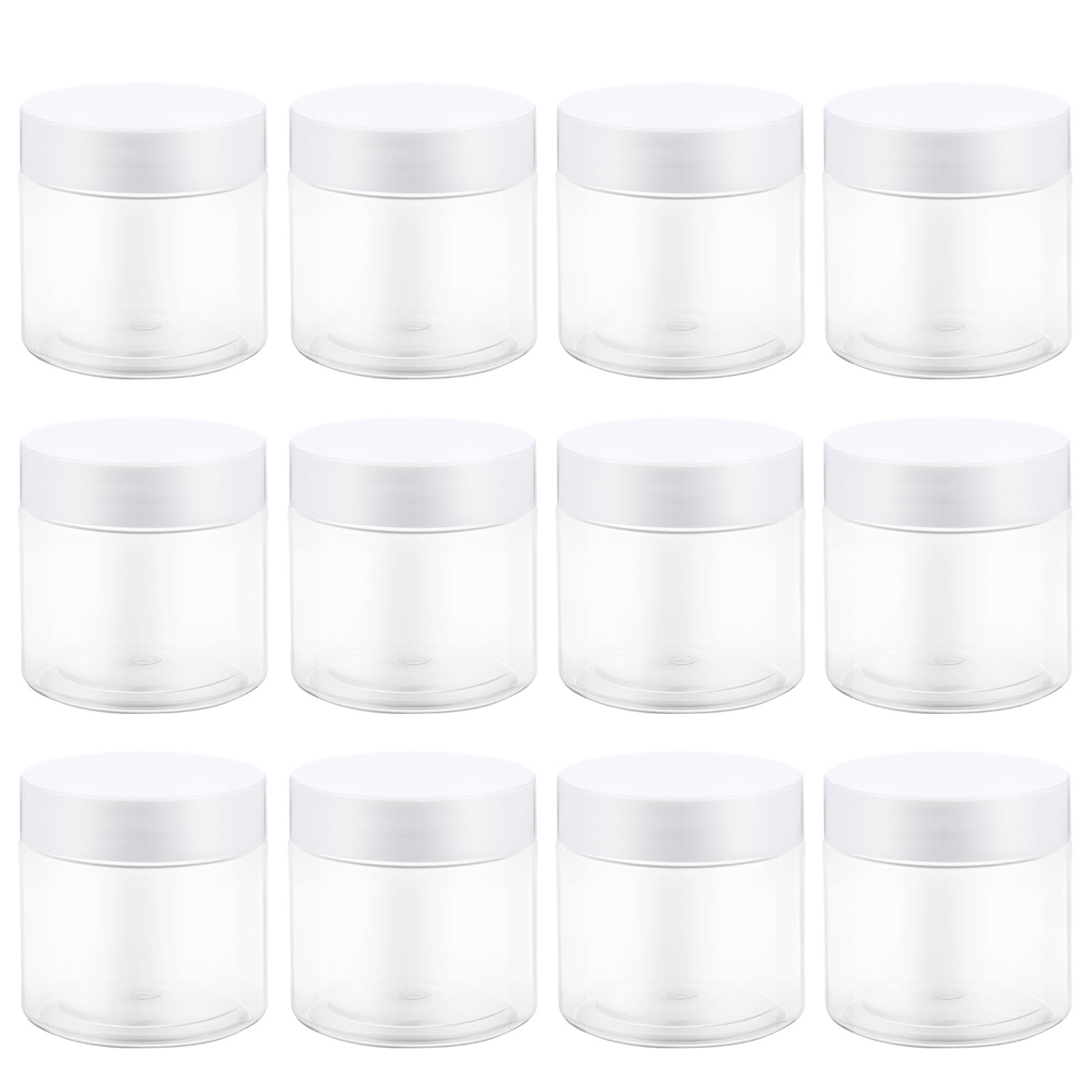 12Pcs 60ml Clear Empty Storage Containers Round Plastic Pot Jars Bottle
