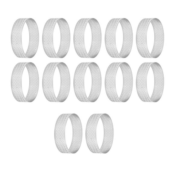 12Pcs 7cm Circular Tart Rings Perforation Stainless Steel Fruit Pie Quiches Cake Mousse Mold Kitchen Baking Mould Tool