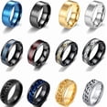 thumbnail image 1 of 12Pcs 8mm Stainless Steel Fidget Band Chain Spinner Rings for Men Women Dragon Pattern Polished Wedding Cool Release Anxiety Ring Set Size 7-11, 1 of 7
