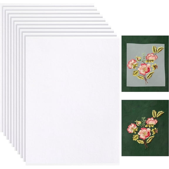 12Pcs A4 Blank Water Soluble Stabilizer Embroidery Paper, Boriyuan Dissoluble Printable Self Adhesive Wash Away for Print Draw Patterns Hand Machine Embroidery Sewing (11.69 x 8.27 in)