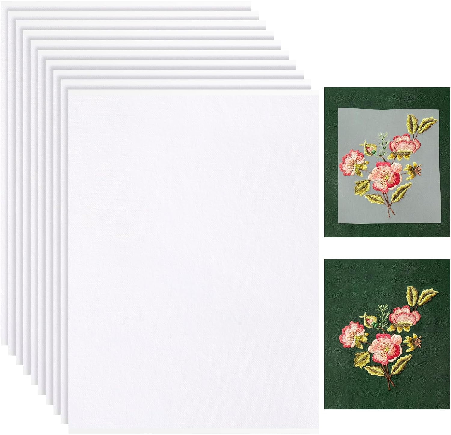12Pcs A4 Blank Water Soluble Stabilizer Embroidery Paper, Boriyuan Dissoluble Printable Self ...
