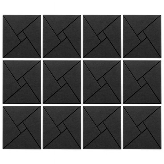 12Pcs Acoustic Panels, 12x12x0.4In Sound Proof Foam Panels, Black
