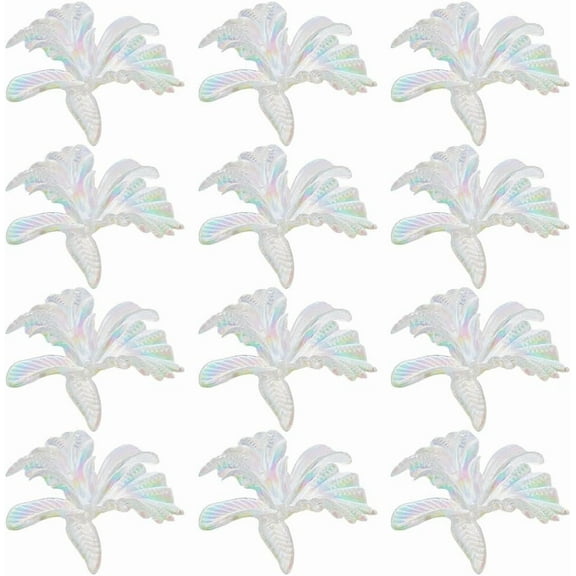 12Pcs Acrylic Flower Beads AB Colors Flower Beads Translucent Flower Beads Phoenix Flower Spacer Beads