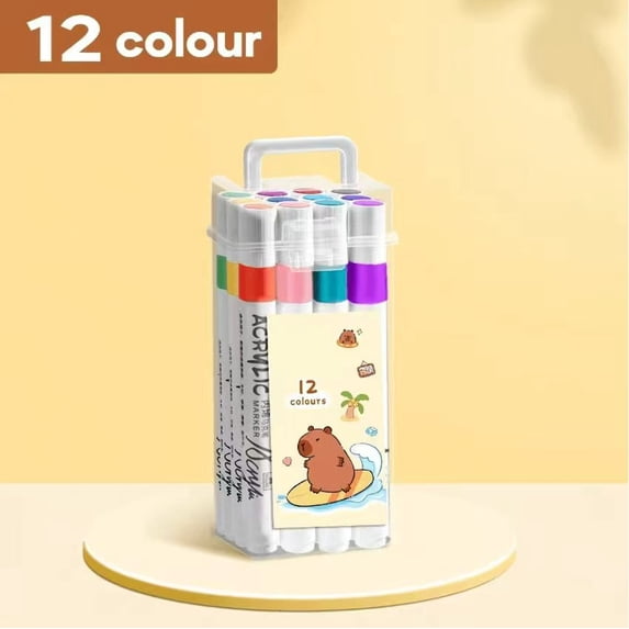 12Pcs Acrylic Markers Art DIY Graffiti Pens Colorful Painting Watercolor Art Marker Set for Art Painting Marker Pen Waterproof & Quick-Dry Perfect for Graffiti Painting and Daily U