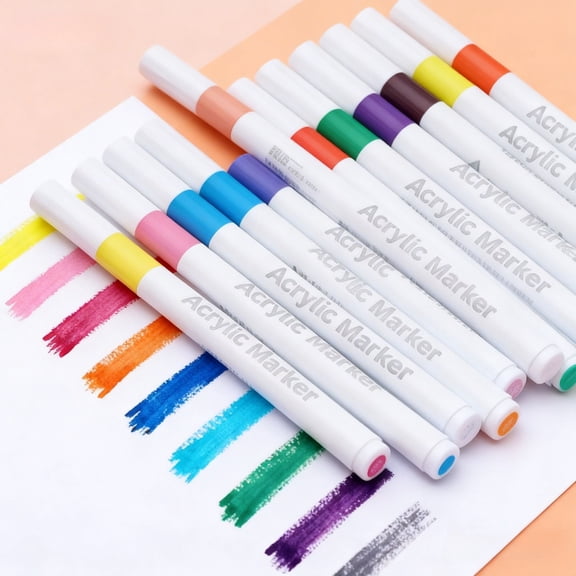 12Pcs Acrylic Paint Pens,Permanent Paint Markers, Skin Tones Art Markers for Wood,Glass,Fabric,Rocks Painting,Portrait Manga Drawing Illustration Sketching, Extra Fine Tip