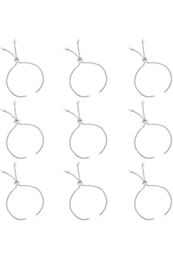 12Pcs Adjustable 304 Stainless Steel Slider Bracelet Makings Bolo Braceletss Stainless Steel Color 8-5/8 inch(22cm) diy