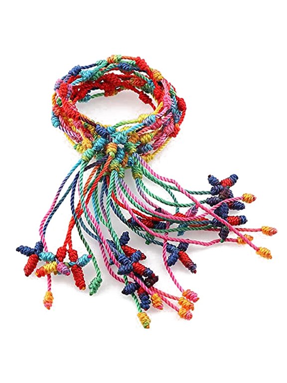 12Pcs Adjustable Kabbalah 7 Knot String for Bracelet Good Luck Tibet Brac