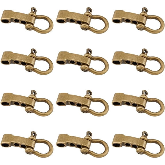 12Pcs Adjustable Shackles Bronze D Ring Shackle Clasps with 5 Holes Paracord Bracelets Making Buckles Alloy Screw Pin Anchor Shackle Hole 5~8mm Making DIY