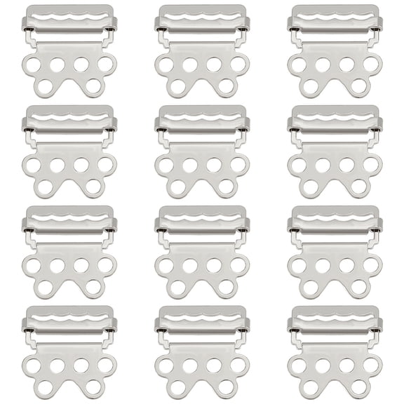 12Pcs Alloy Slider Buckles Adjustable Buckle Fasteners Rectangle Platinum 32.5x34x4.5mm Hole: 4.5mm
