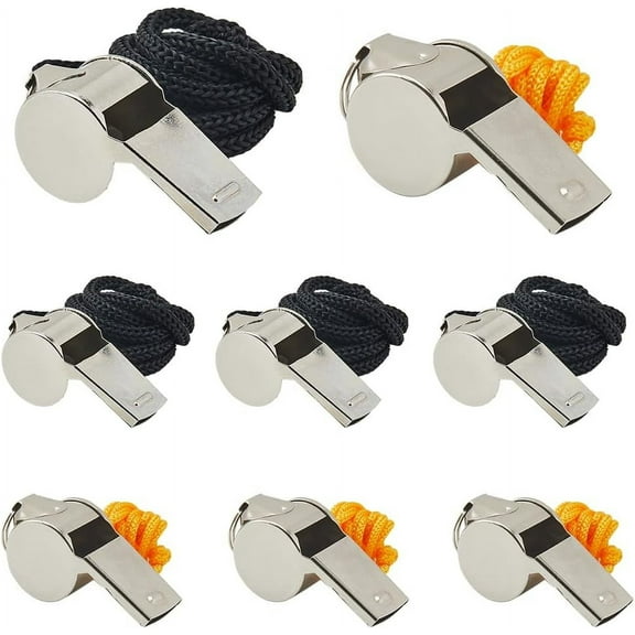 12Pcs Alloy Sports Whistle PE Class Training Loud Crisp Sound Emergency Whistle Referee Sports Race Outdoor Activities with Lanyard for Teacher Polices Officials Lifeguard 17.5x50.5mm