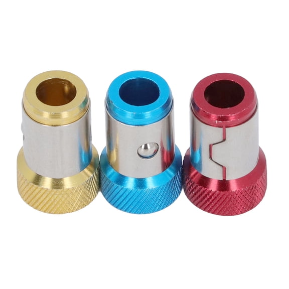 12Pcs Aluminum Alloy Magnetic Screw Rings - Knurled Bit Holder for Hex & Slot Screwdriver Bits, Red/Yellow/Blue