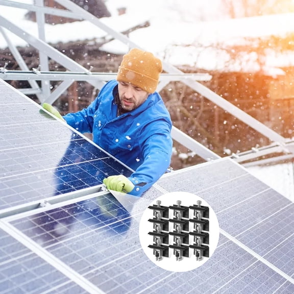 12Pcs Aluminum Alloy Solar Panel Bracket Set Adjustable Angle Solar Panel Attachment Stable Support Photovoltaic Rack for RV