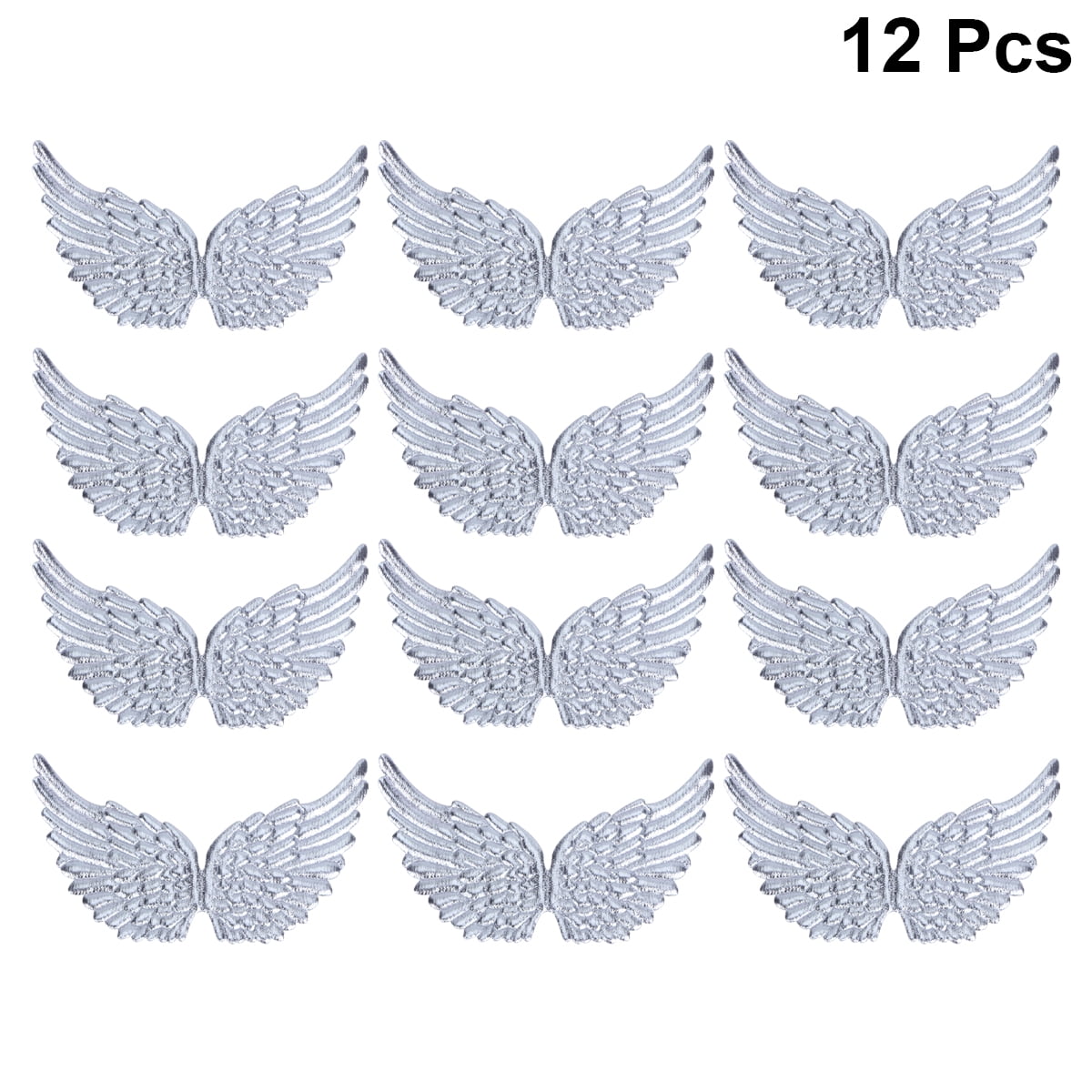 Silver Angel Wing Embroidered Fabric Patches for DIY Crafts