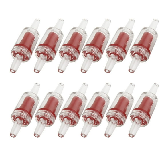 12Pcs Aquarium Tank Air Pump Co2 Diffuser Red Clear Plastic One Way Check Valves
