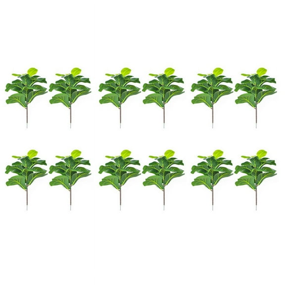 12Pcs Artificial Fiddle Leaf Fig Tree 19.6 Inch Faux Plants Ficus Bush Greenery for Wedding Courtyard Outdoor Decoration