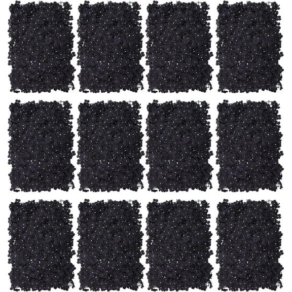 12Pcs Artificial Flower Wall Panel 3D Floral Backdrop Wall 24" X 16" Hydrangea Flower Wall Decor Flower Wall Backdrop Faux Flower Panel for Party Home Background Decor, Black