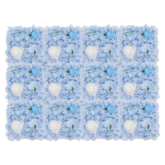 12Pcs Artificial Flower Wall Panel 3D Floral Backdrop Walls15 X 15" Flower Wall Decor Panel Flower Backdrop for Party Home Background Decor, Blue & White