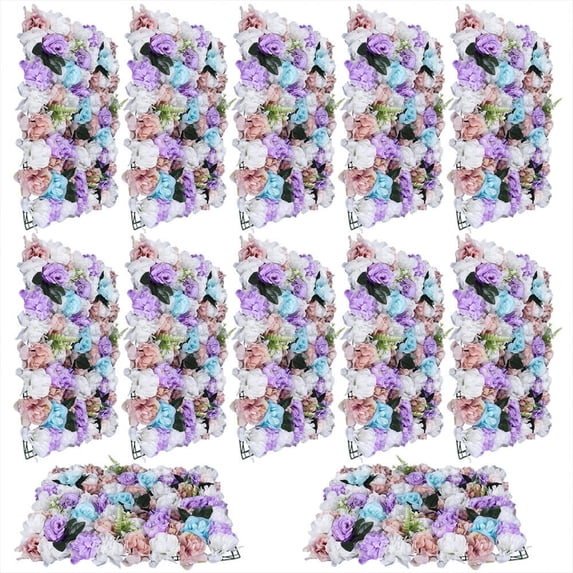 Wall Cladding Siding 12Pcs Artificial Flower Wall Panel Backdrop Wedding Party Background ...