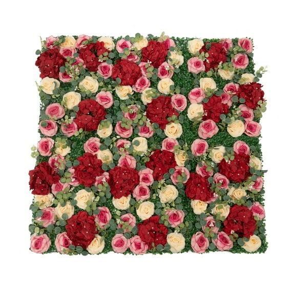 12Pcs Artificial Flower Wall Panel  Backdrop Wedding Rose Hydrangea Flower Decor