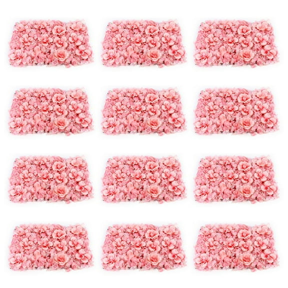 12Pcs Artificial Hydrangea Rose Flower Wall Panel Bouquet Floral Home Decor