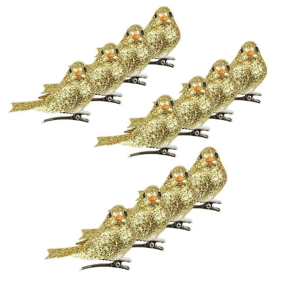 12Pcs Artificial Mini Decorative Bling Foam Birds for Crafts