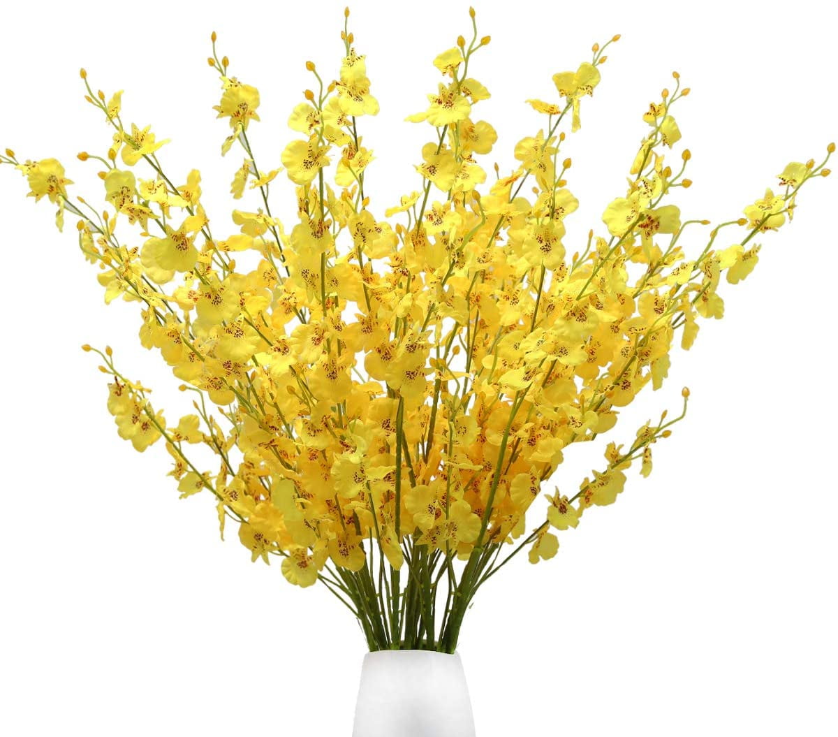 12Pcs Artificial Orchids Flowers Fake Silk Dancing Lady Orchid Faux Long Stem Flowers in Bulk for Home Wedding Office Party Festive Indoor Outdoor Decoration (New Burgundy)