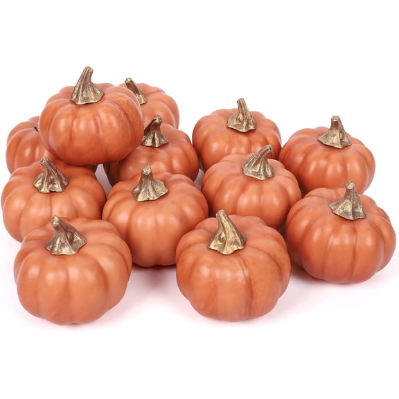 12Pcs Artificial Pumpkins Bulk Vintage Pumpkin Harvest Lifelike Pumpkin Fake Foam Pumpkin for Fall Autumn Halloween Home Thanksgiving Party House Kitchen Wedding Decor