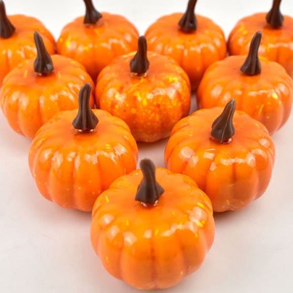 12Pcs Artificial Pumpkins Small Simulation Vegetable Decorating Thanksgiving Day Wreath Decorative Accessories 5.2cm H 4.2cm Dia