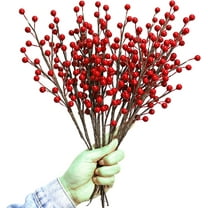 12Pcs Artificial Red Berries Stems, 13.5" Waterproof Burgundy Berry Branches for Home Holiday Wedding DIY Christmas Tree Wreath Flower Decor