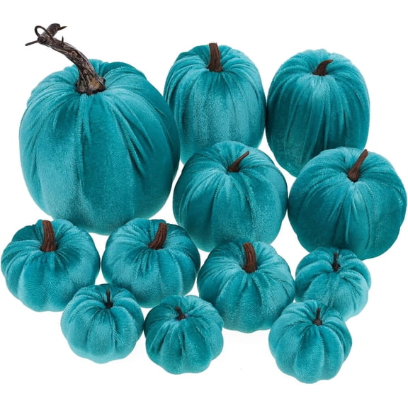 12Pcs Assorted Artificial Pumpkin Set Decor  Velvet Foam Pumpkin Thanksgiving Halloween Fall Harvest Home Kitchen Table Party Pumpkin Decoration