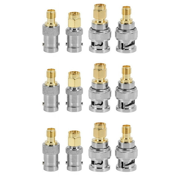 12Pcs BNC to SMA Type Male Female RF Connector Adapter Test Converter Kit Set