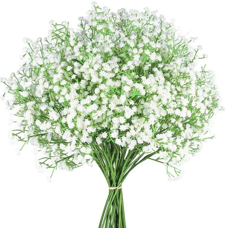 12Pcs Baby Breath Gypsophila Artificial Plants Wedding Party Decoration  Real Touch Flowers DIY Home Garden(White) 