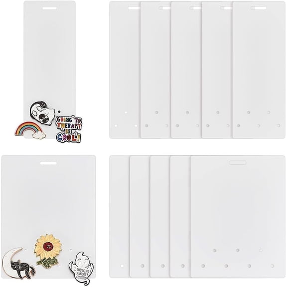 12Pcs Badge Buddy Pin Holder for Nursing Pins Blank Badge Buddy Tags Vertical 5 Hole/7 Hole Blank White Card Backer for Nurse Doctor Student Staff