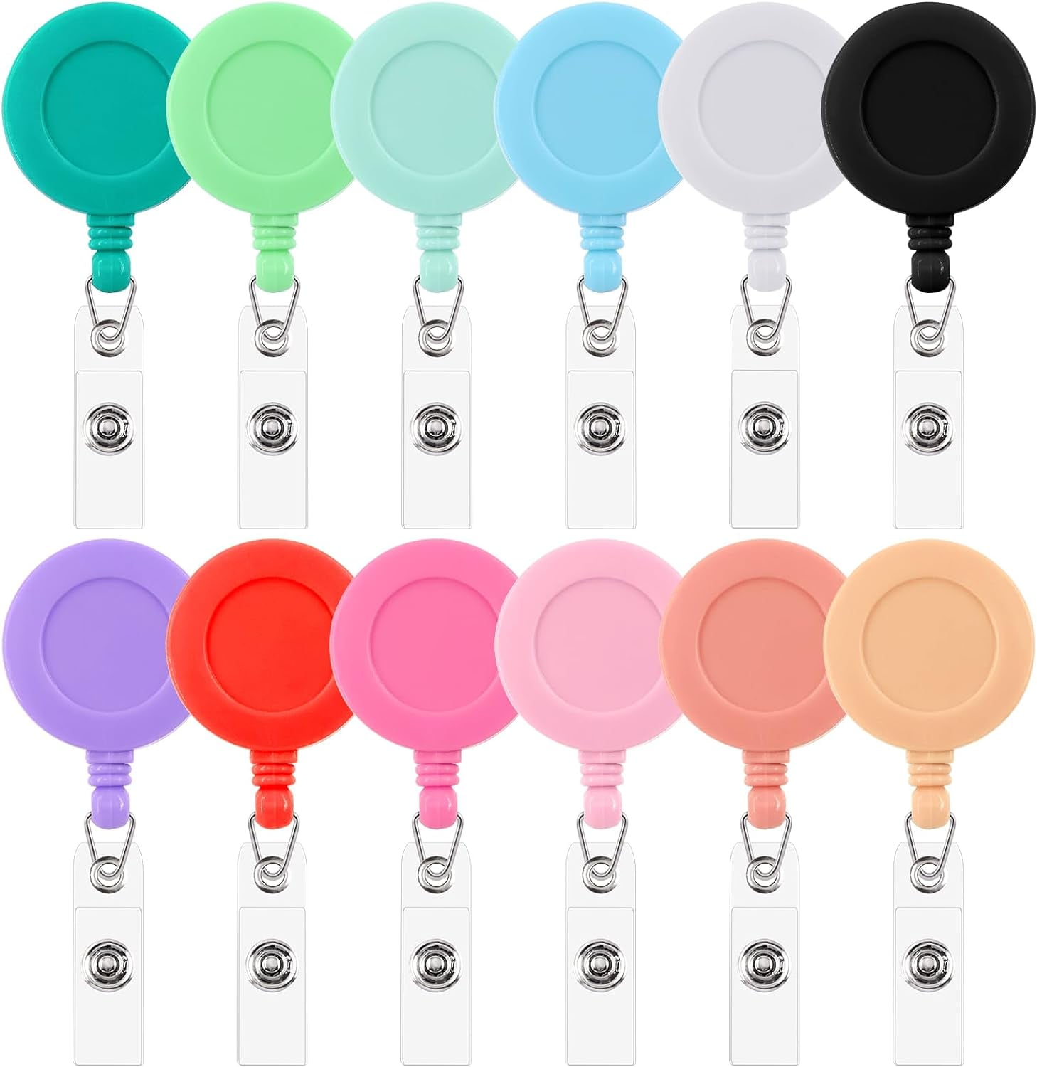 12Pcs Badge Reels Retractable Badges Holder, 12 Colors Nurse ID Badge