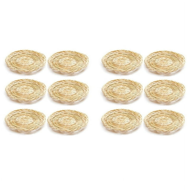 12Pcs Bamboo Paper Plate Holder 10 Inch Round Woven Plate Holder