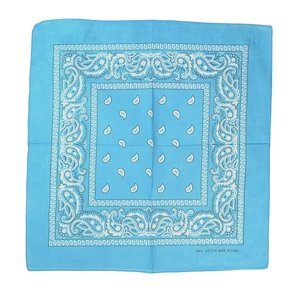 12Pcs Bandanas 100% Cotton Double Sided Paisley Print Head Wrap Scarf Headband Baby Blue