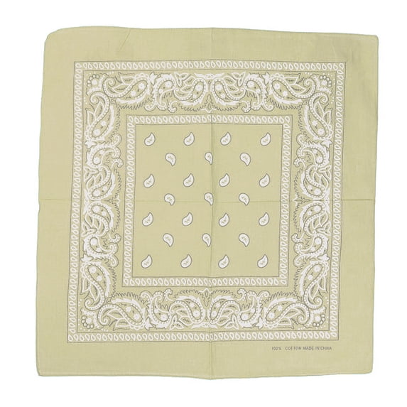 12Pcs Bandanas 100% Cotton Double Sided Paisley Print Head Wrap Scarf Headband Beige