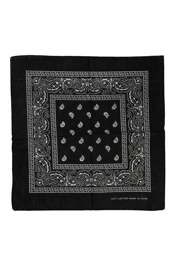 12Pcs Bandanas 100% Cotton Double Sided Paisley Print Head Wrap Scarf Headband Black