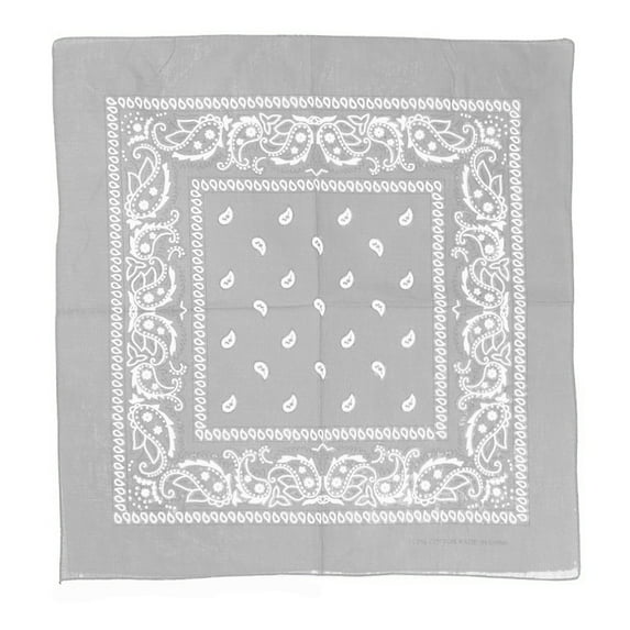 12Pcs Bandanas 100% Cotton Double Sided Paisley Print Head Wrap Scarf Headband Gray